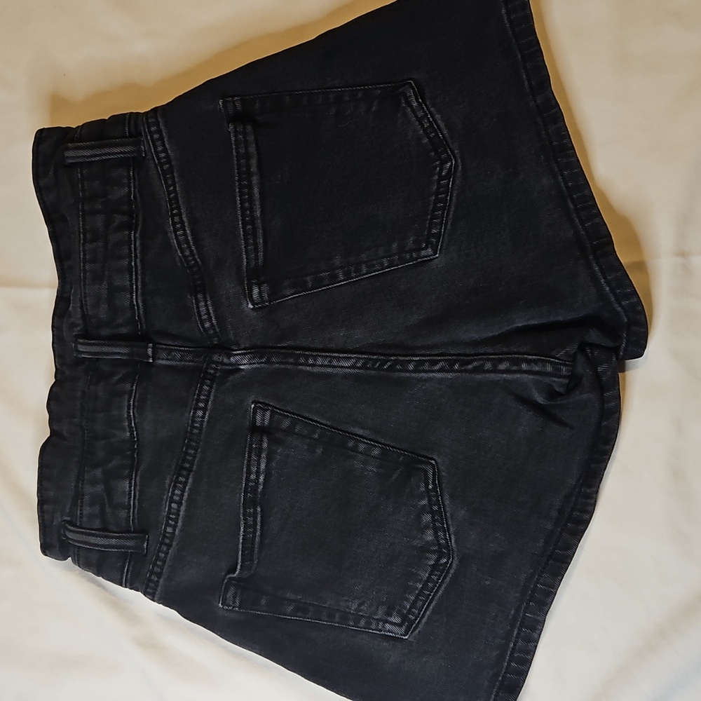 High Rise Shorts Black Wash Cotton Size 0 Mom Jeans - Picture 5 of 8